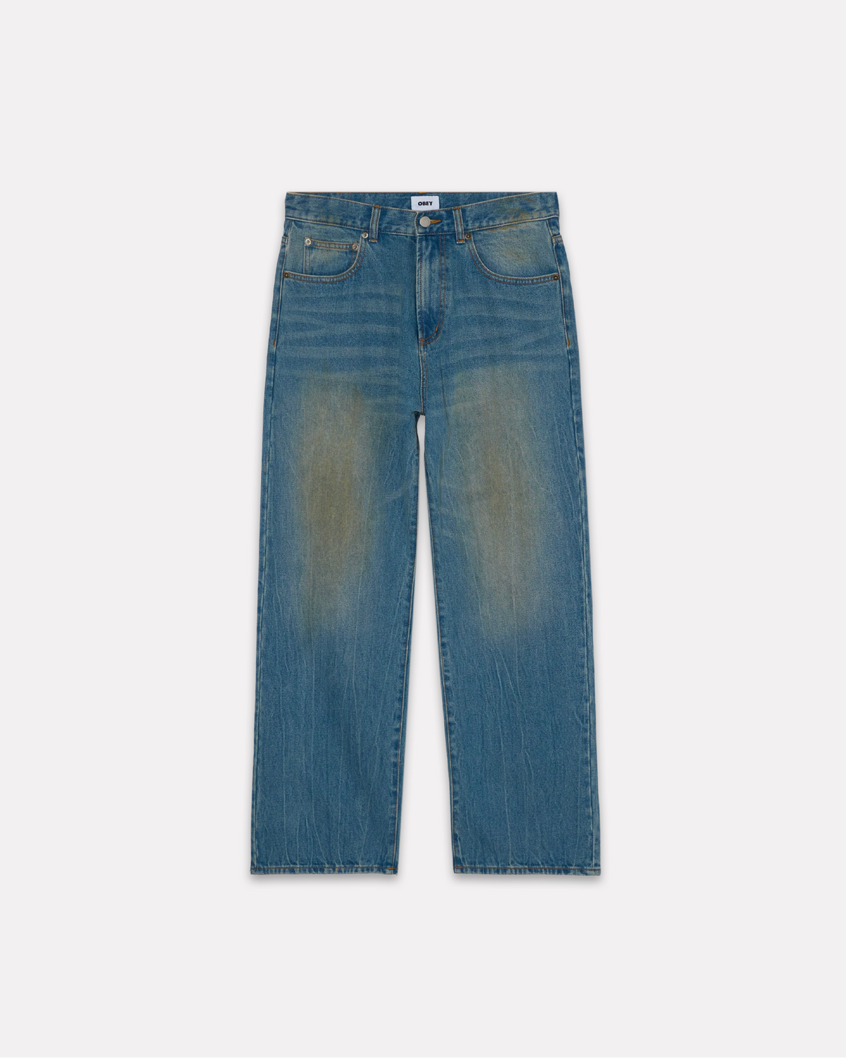 Obey - Nelson straight leg denim garage wash indigo