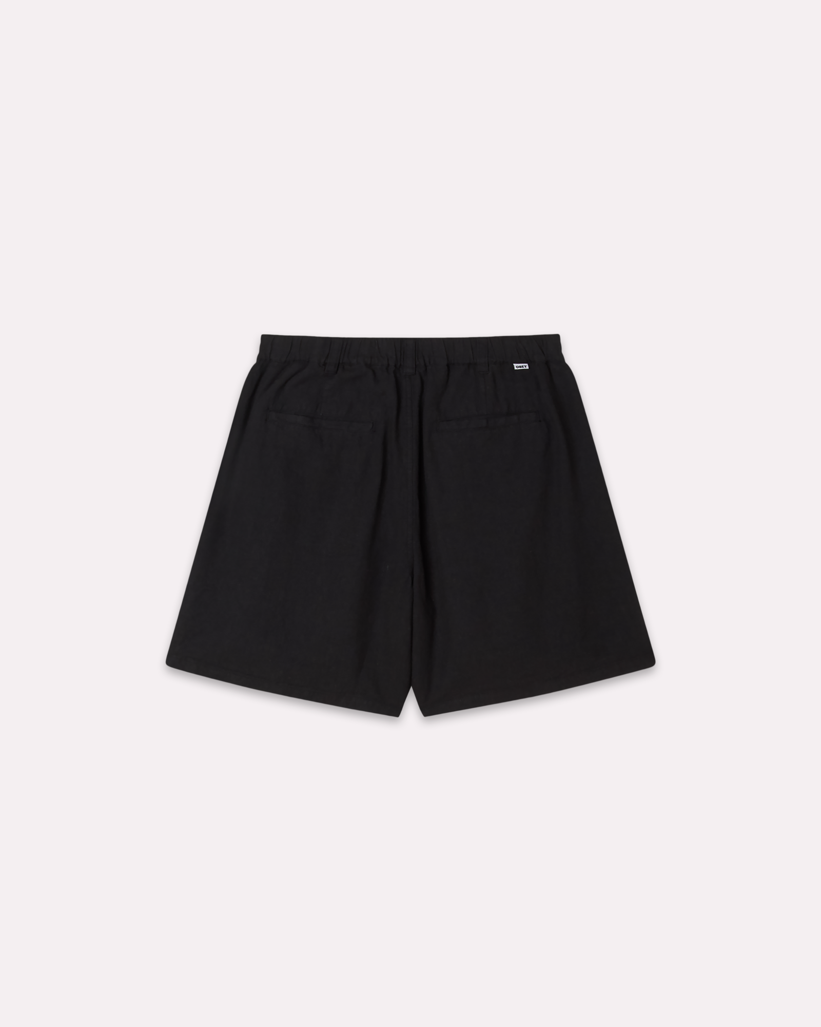 Obey - Foster pleated linen short black