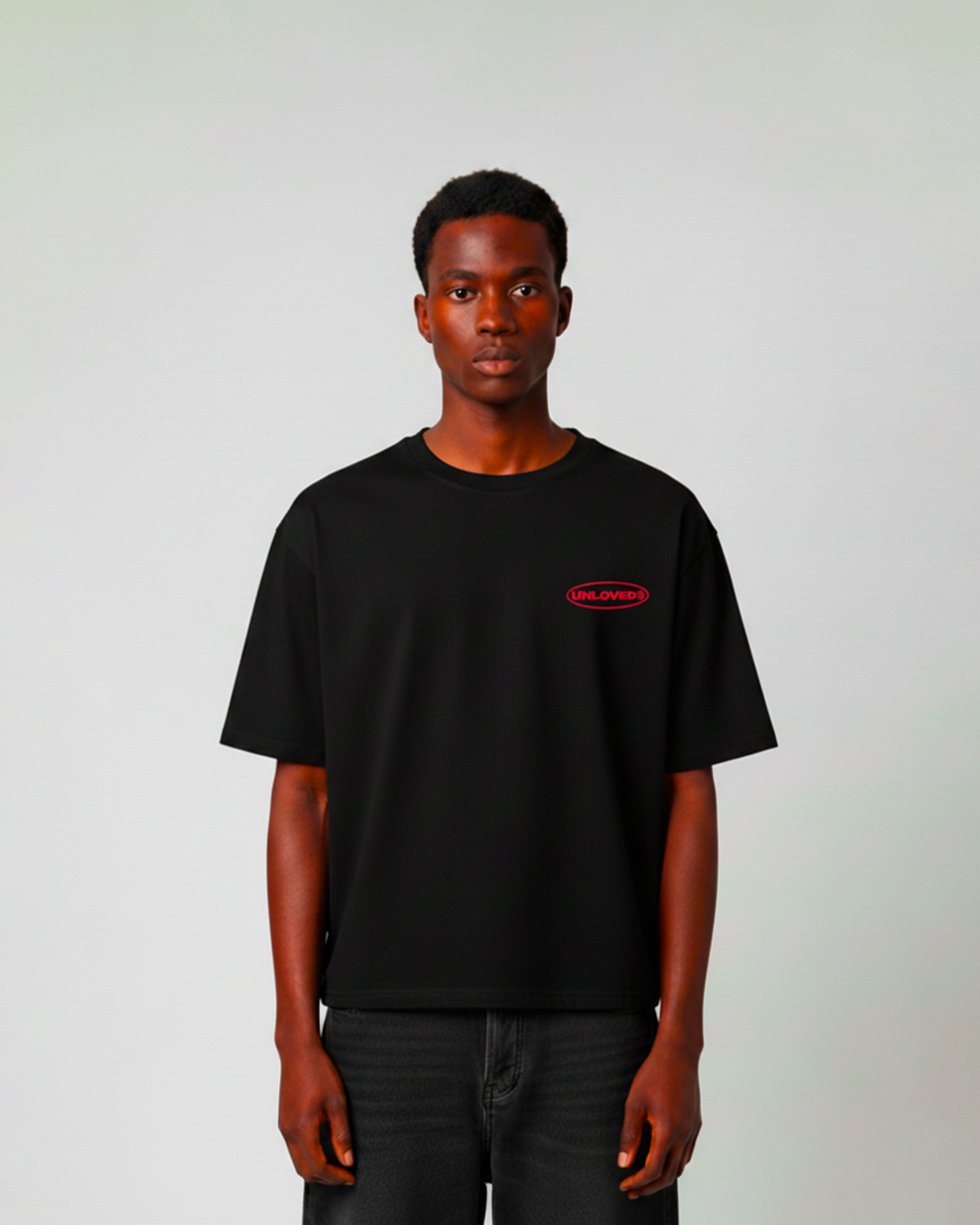 Unloved - Red flag boxy tee nera