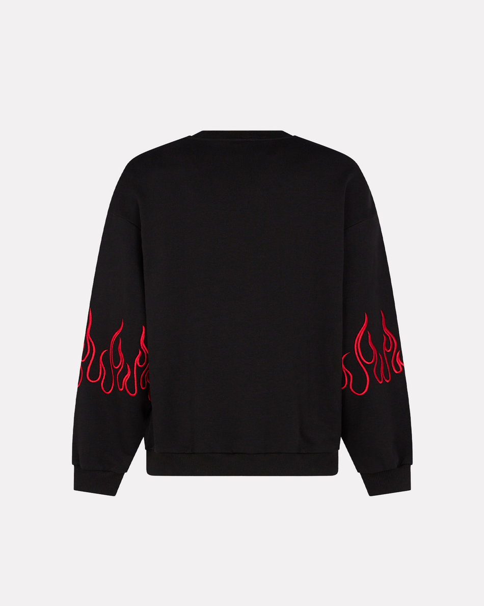VISION OF SUPER - BLACK CREWNECK WITH RED FLAMES