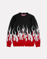 VISION OF SUPER - BLACK JUMPER WITH RED AND WHITE FLAMES