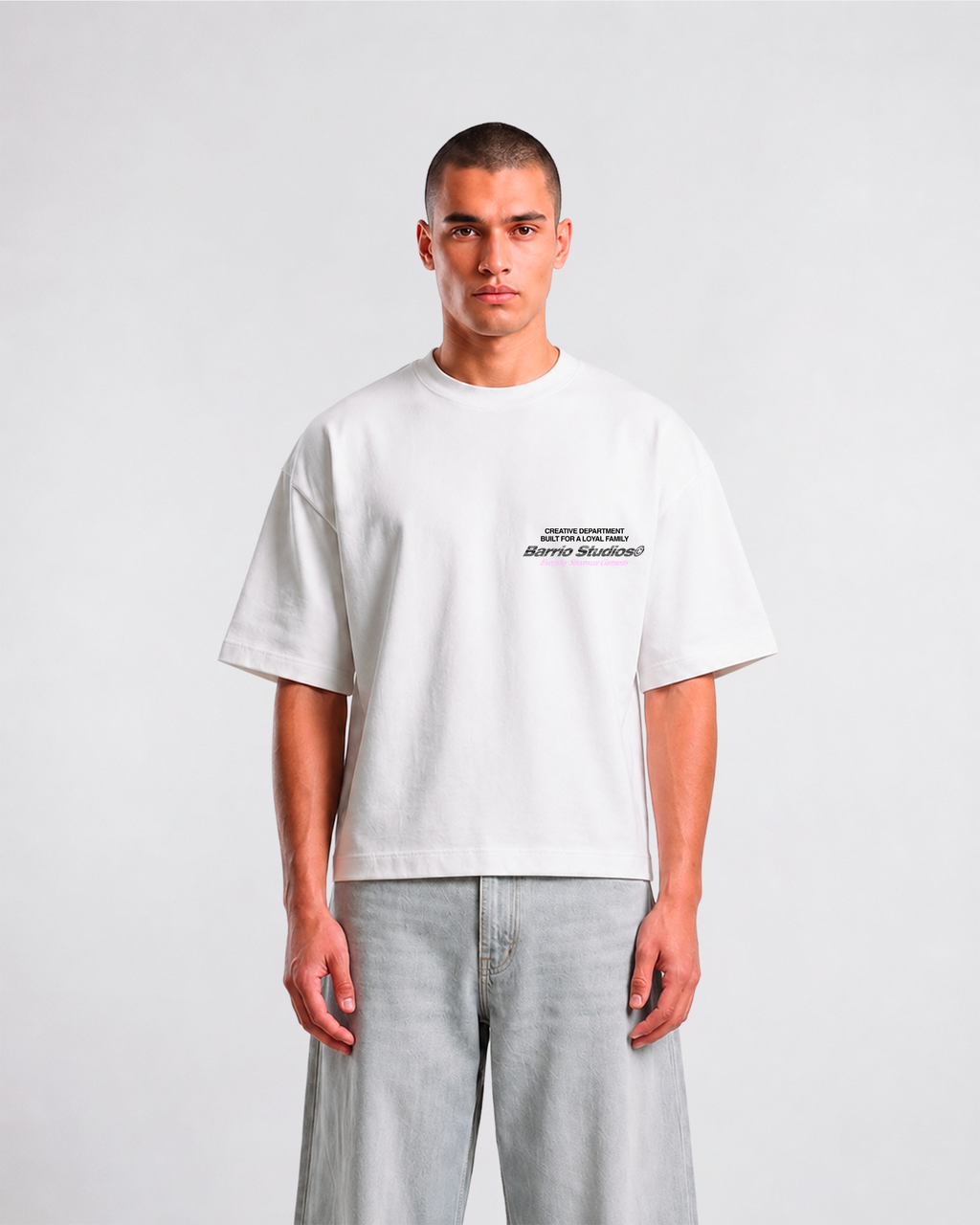 Barrio Studios - Chrome logo boxy tee bianco