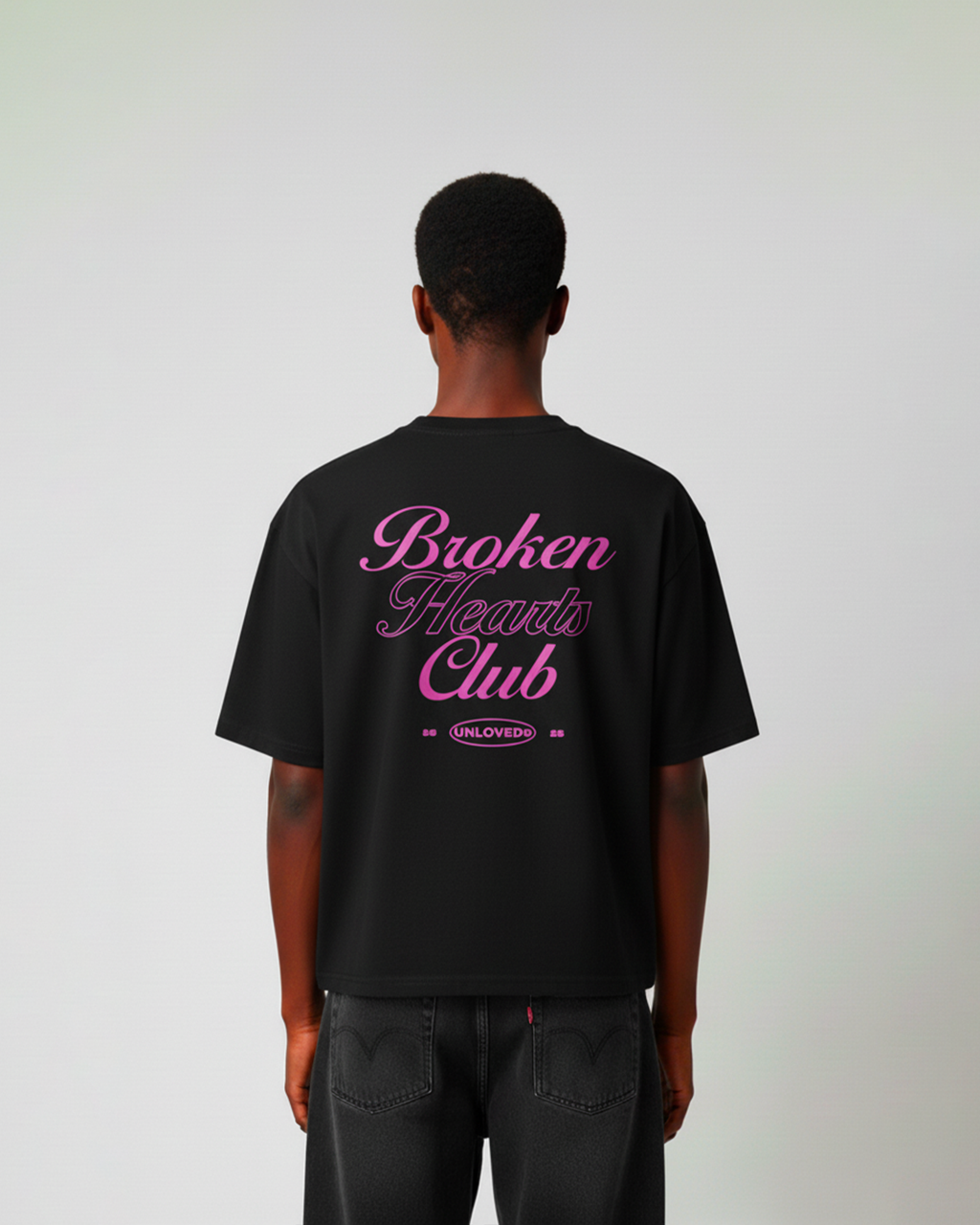 UNLOVED - BROKEN HEART BOXY TEE NERA