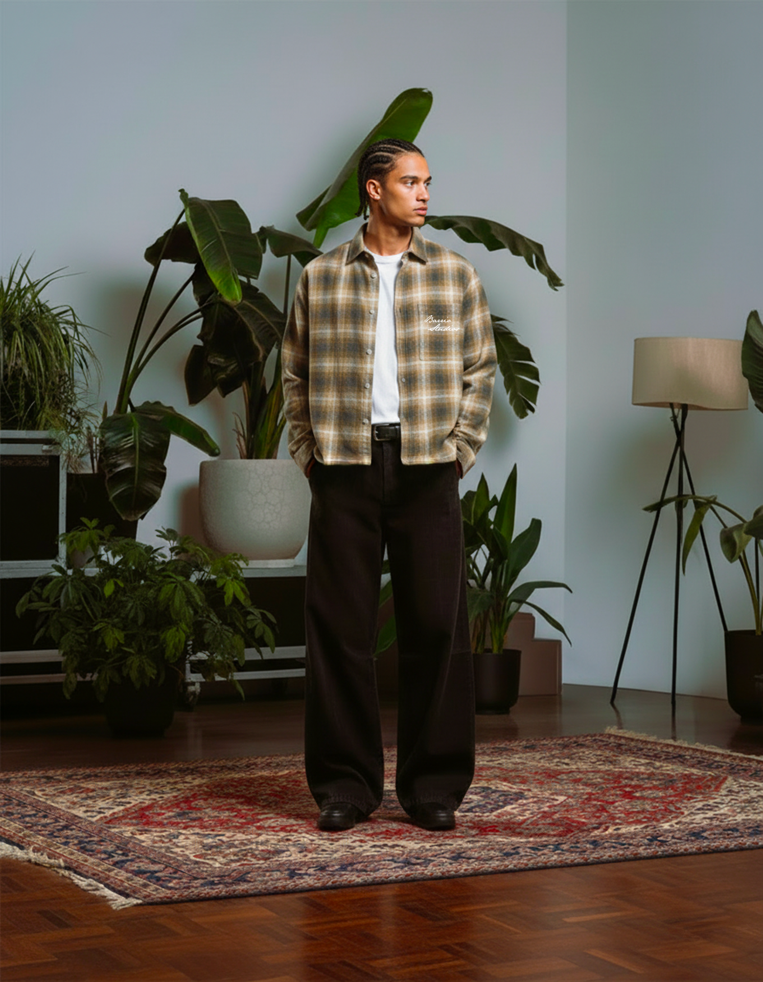 Barrio Studios - Boxy check shirt giallo