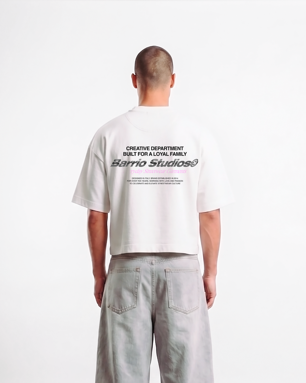 Barrio Studios - Chrome logo boxy tee bianco