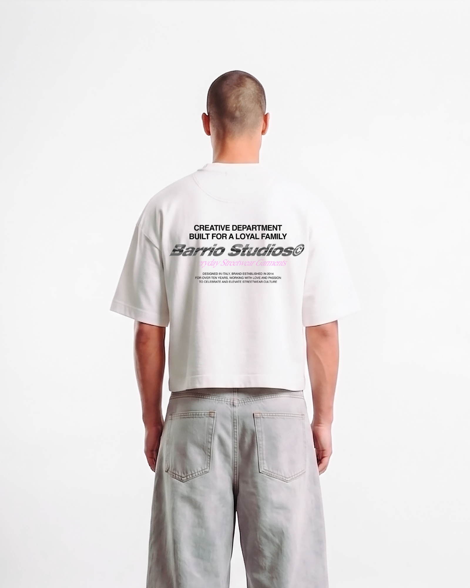 Barrio Studios - Chrome logo boxy tee bianco