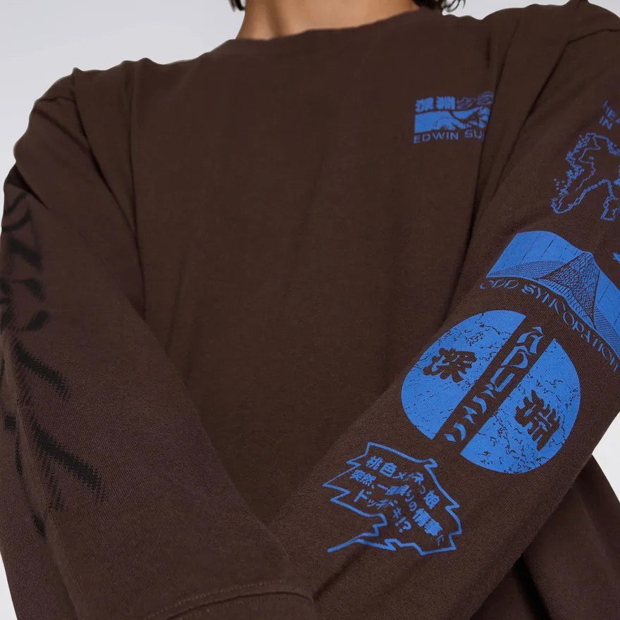 Edwin - Edge of abyss longsleeve marrone